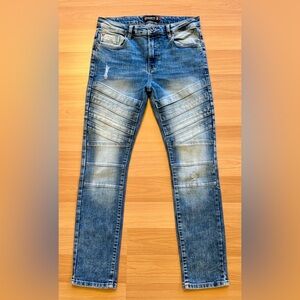 Southpole Skinny Moto Jeans Tag 30x32 Distressed Faded Streetwear Mens Denim